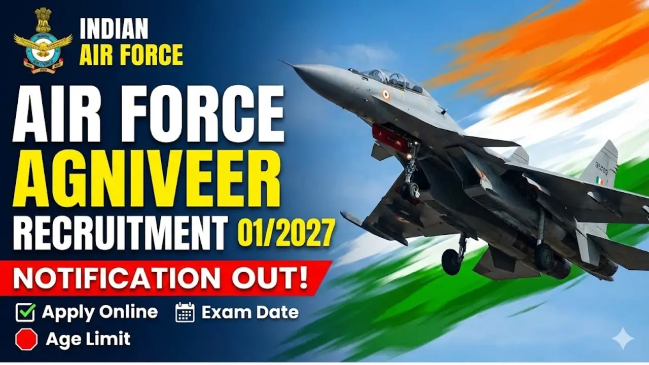 Air Force Agniveer Recruitment 01/2027: Notification Out! Apply Online, Exam Date & Age Limit banner - Engineering Jobs 2026 Apply Online