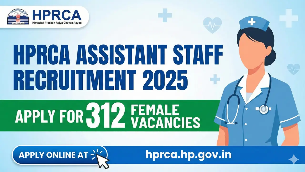 HPRCA Assistant Staff Nurse Recruitment 2025: Apply for 312 Female Vacancies @ hprca.hp.gov.in banner - Himachal Pradesh Jobs
