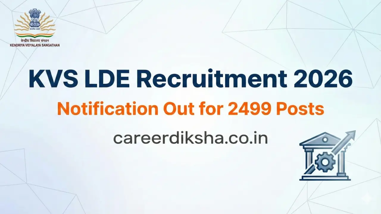 KVS LDE Recruitment 2026: Notification Out for 2499 Posts banner - Graduate Jobs 2026 Apply Online