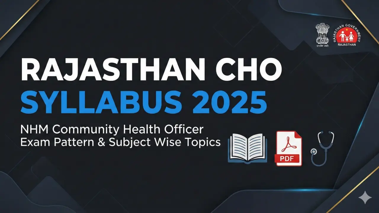 Rajasthan CHO Syllabus 2025 PDF - NHM Community Health Officer Exam Pattern & Subject Wise Topics banner - Latest Syllabus 2026 for SSC, UPSC, Railway, Banking