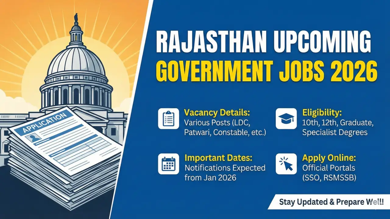 Rajasthan Upcoming Government Jobs 2026: Vacancy Details, Eligibility, Important Dates, Apply Online banner - State Government Jobs 2026