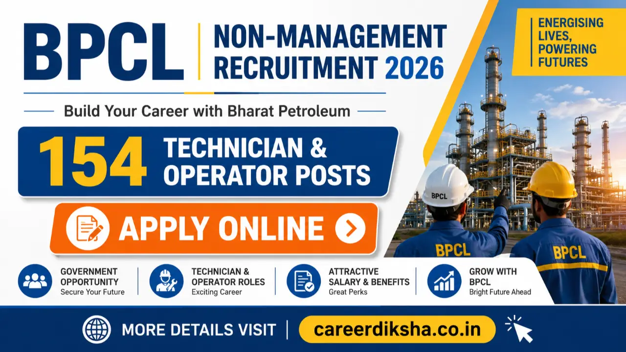 New government jobs 2025 online apply - BPCL Non-Management Recruitment 2026: 154 Technician & Operator Posts Notification, Apply Online