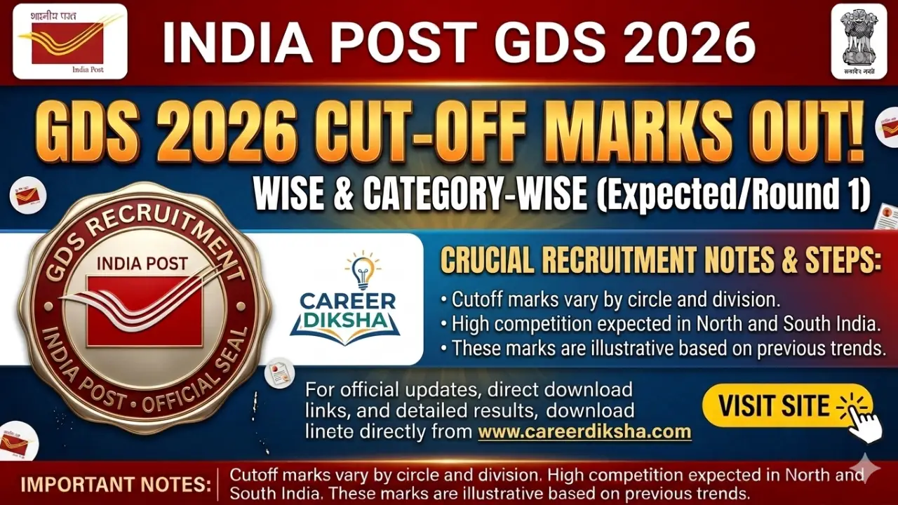 India Post GDS Cut Off 2026 State Wise: यहाँ देखें श्रेणी वार कट-ऑफ और चयन सूची banner - Sarkari Result 2026