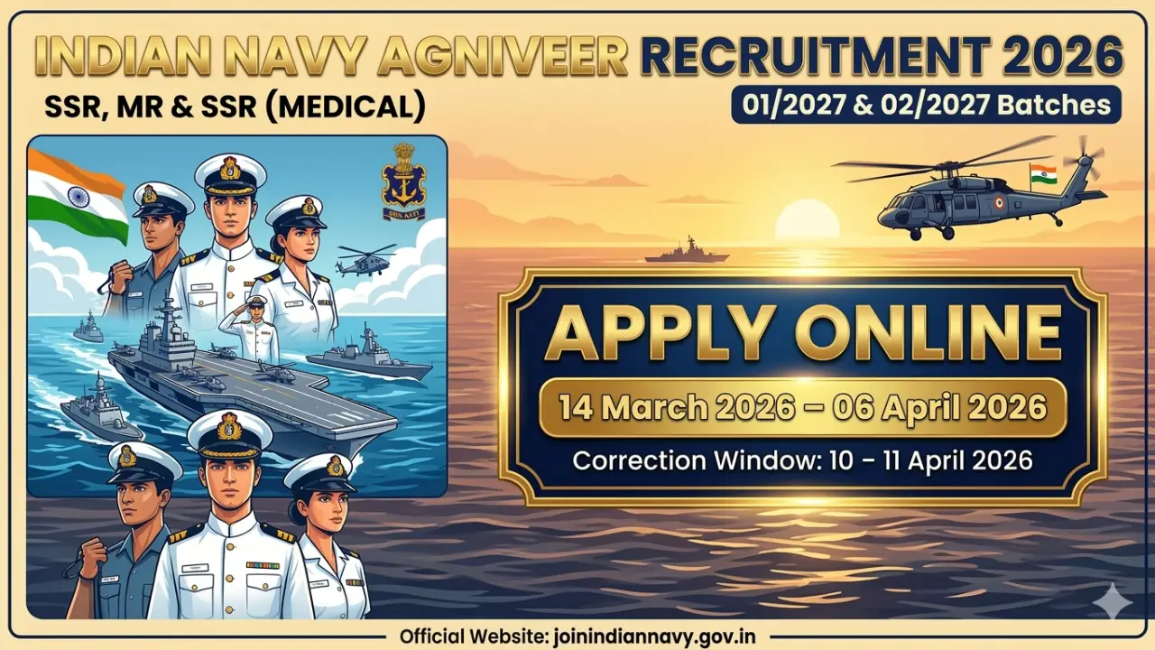 New government jobs 2025 online apply - Indian Navy Agniveer 2026: SSR, MR और SSR (मेडिकल) के लिए ऑनलाइन आवेदन करें