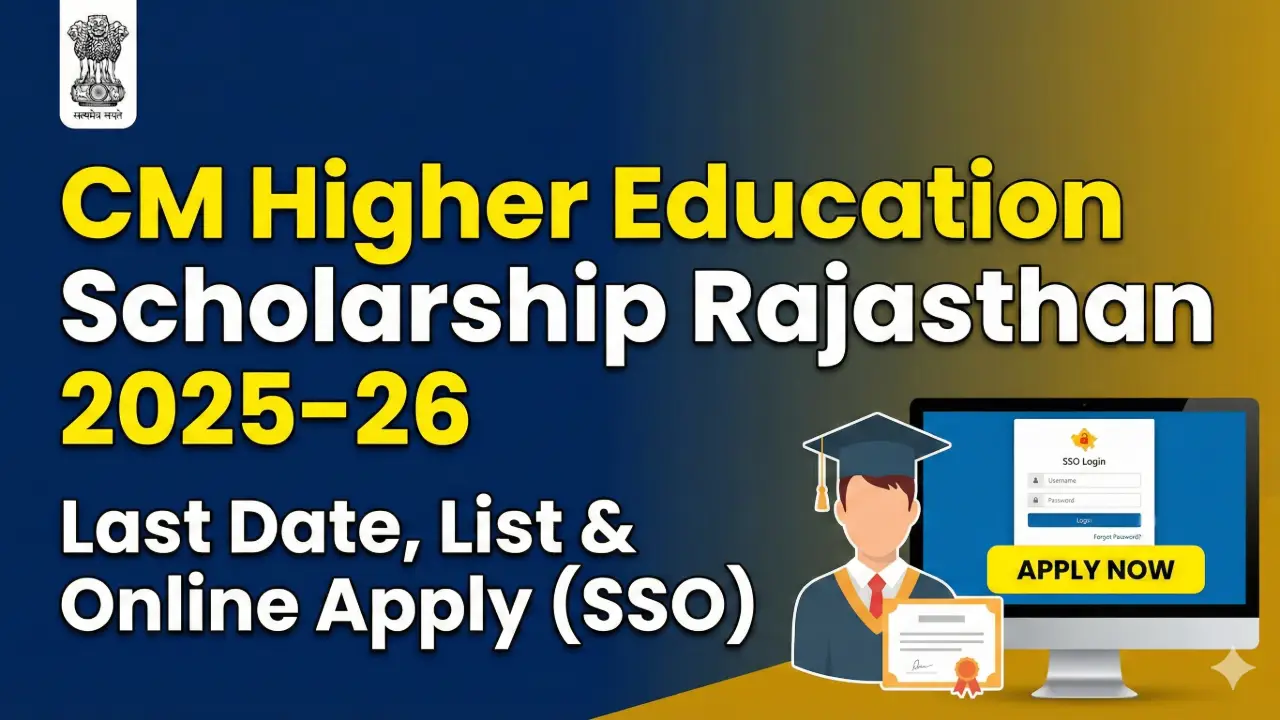 CM Higher Education Scholarship Rajasthan 2025-26: Last Date, List & Online Apply (SSO) banner - Scholarships 2026 Apply Online – NSP, State & Private