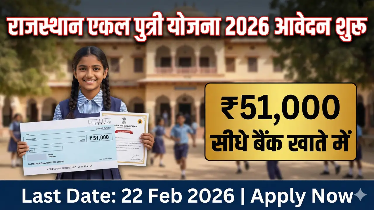 Rajasthan Ekal Dwiputri Yojana 2026: ₹51,000 पुरस्कार, कट-ऑफ जारी, यहाँ से डाउनलोड करें फॉर्म banner - Government Schemes 2026 List with Eligibility & Benefits
