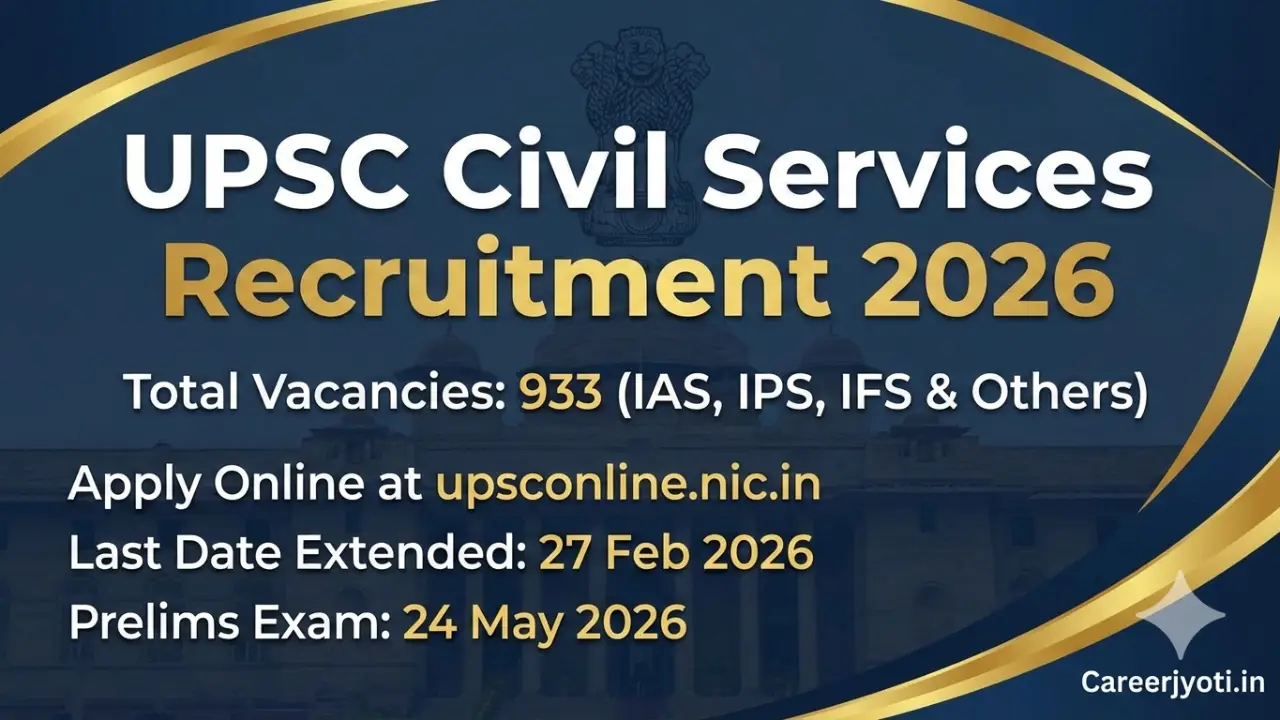UPSC Civil Service Recruitment 2026: 933 रिक्तियों के लिए ऑनलाइन आवेदन शुरू, यहाँ से करें आवेदन banner - UPSC Jobs 2026 Notifications & Online Apply