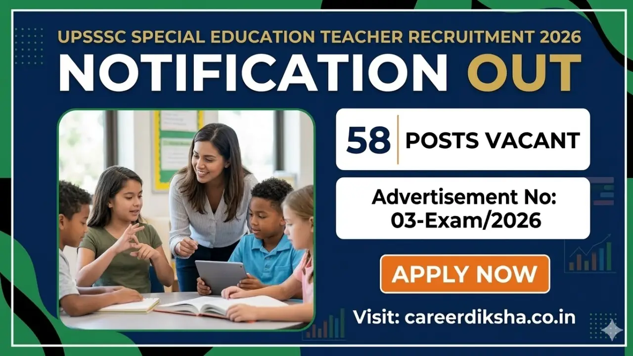 New government jobs 2025 online apply - UPSSSC Special Education Teacher Recruitment 2026: 58 पदों के लिए नोटिफिकेशन जारी Advt 03-Exam/2026 